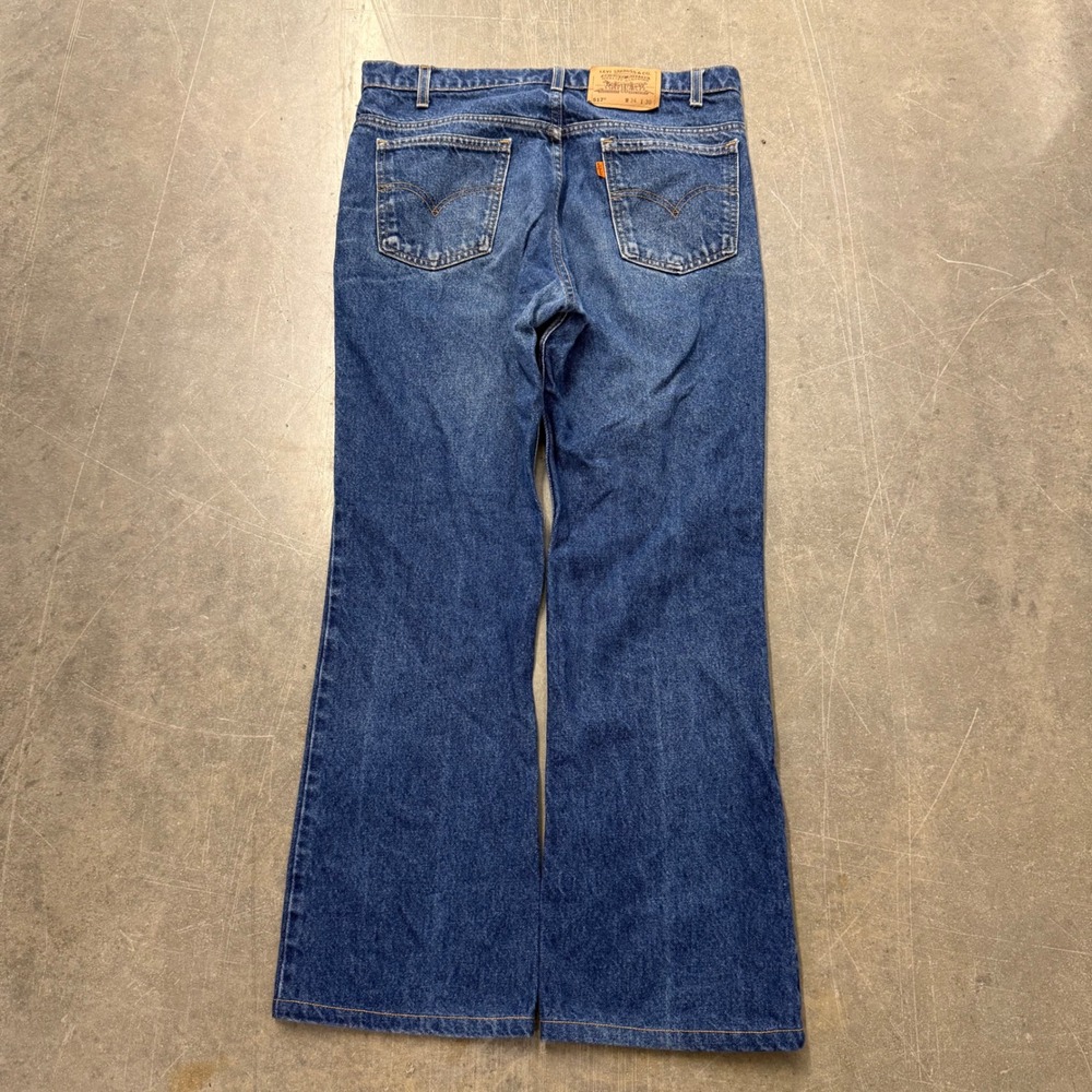 Vintage Levis 517 Orange Tab Jeans Mens 34x30 Dark Wash Blue Bootcut Flare